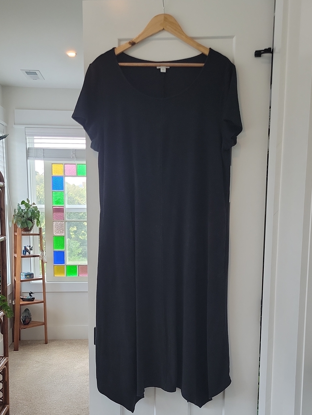 Pure Jill By J. Jill Black Linen Blend Knit Scoop Neck Midi Dress